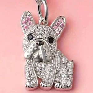 STERLING FRENCH BULLDOG PUPPY PENDANT WITH 22 INCH CHAIN